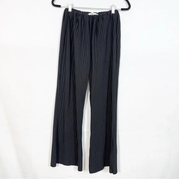 Frankie Shop Ribbed High Rise Flare Pants Black - Picture 2 of 5